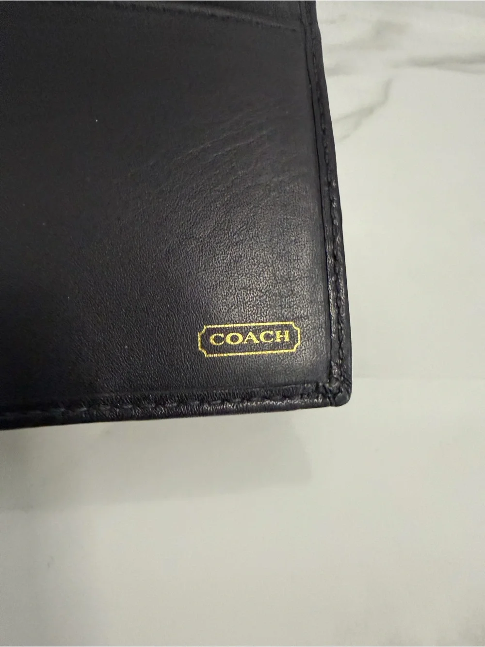Coach Beige Brown Signature Logo Checkbook Wallet Folding Credit Card